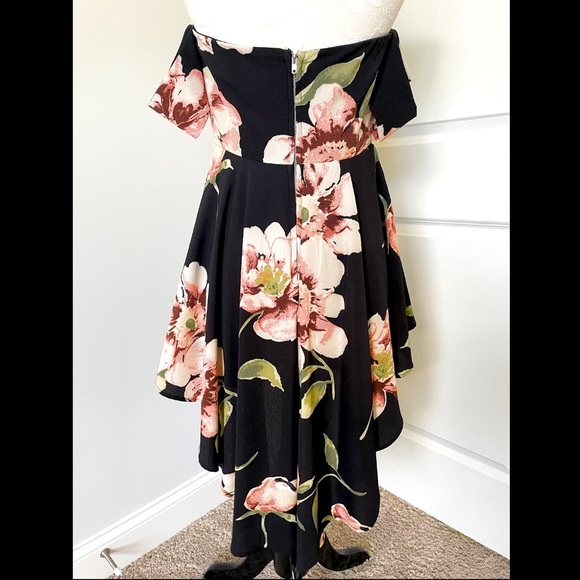 Jessa Off The Shoulder HighLow Floral Romper Black - Picture 5 of 8